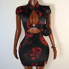 Rouge Dynasty Dragon Mini Dress