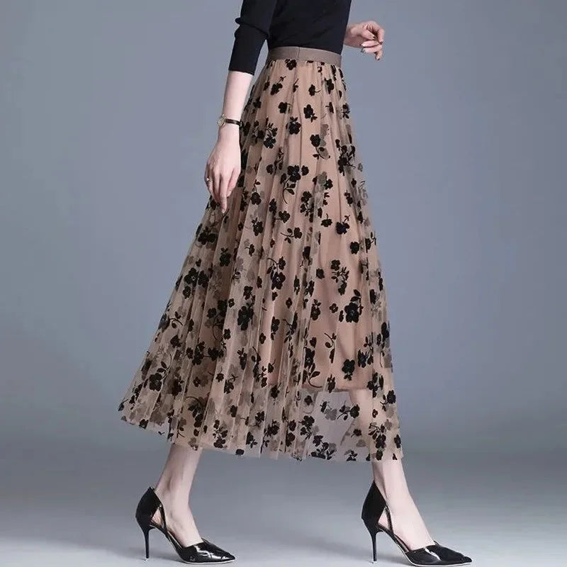 Josette Floral Mesh Midi Skirt One-piece