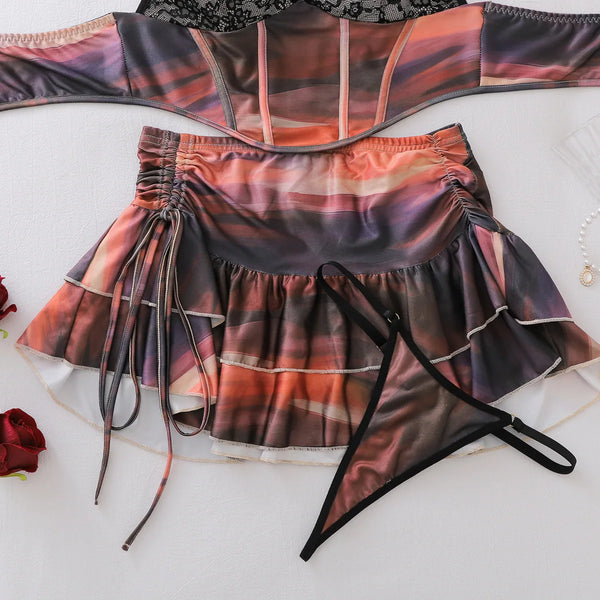 Rio Printed Halter Mini Skirt Set Three-piece