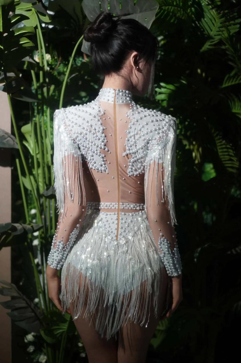 Alouette Sequin Tassel Bodysuit & Gloves Performance Separates