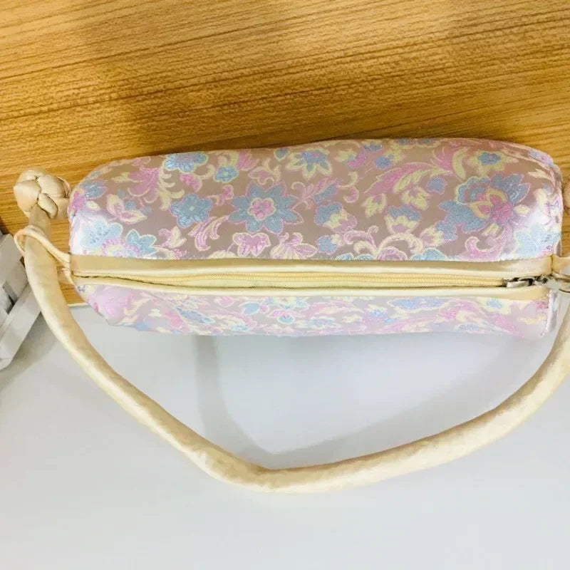 Jade Garden Embroidered Satin Shoulder Bag