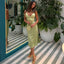 Liana Satin Deep-V Split Midi Dress