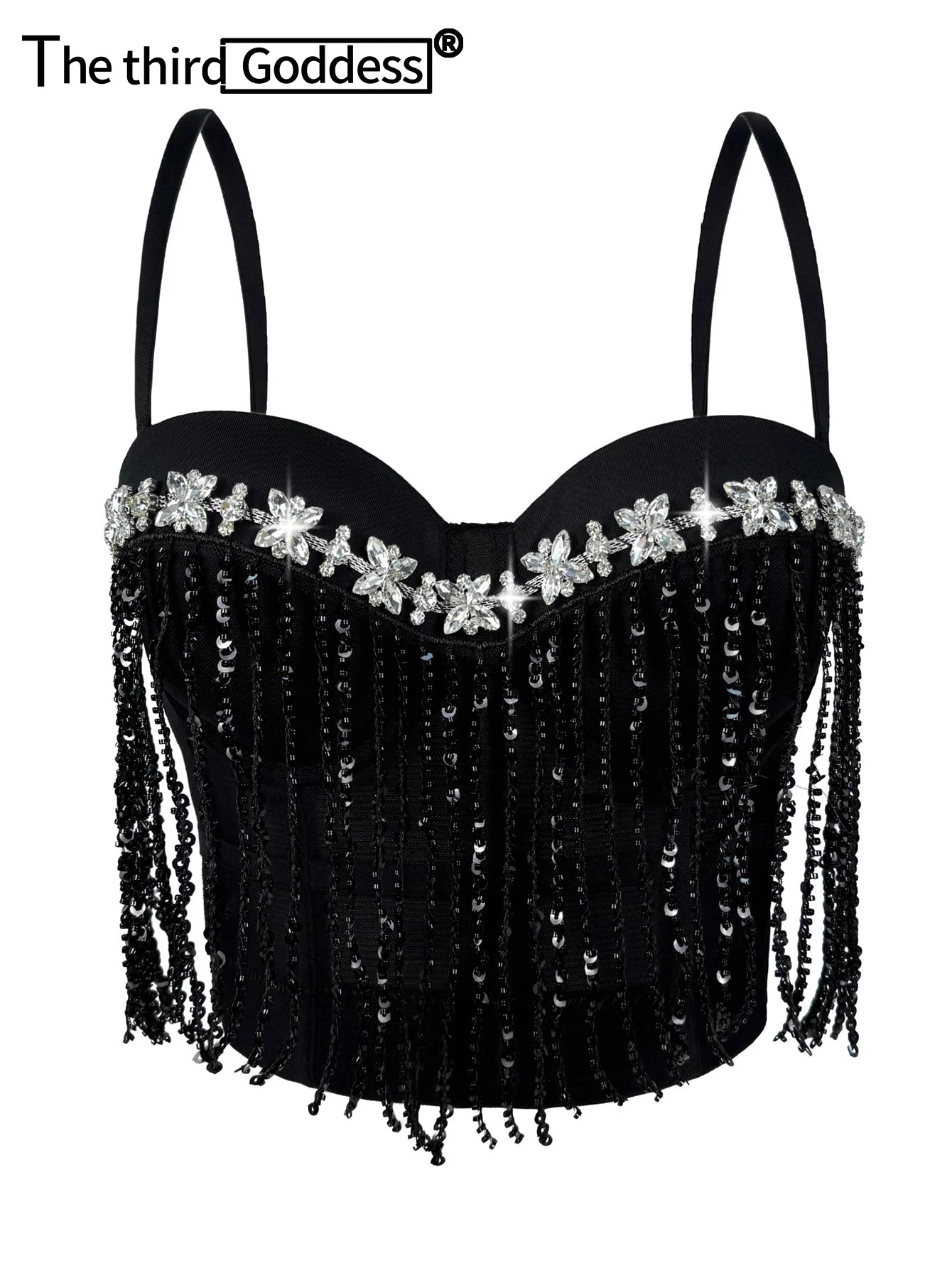 Dahliana Sequin Rhinestone Corset Crop Top