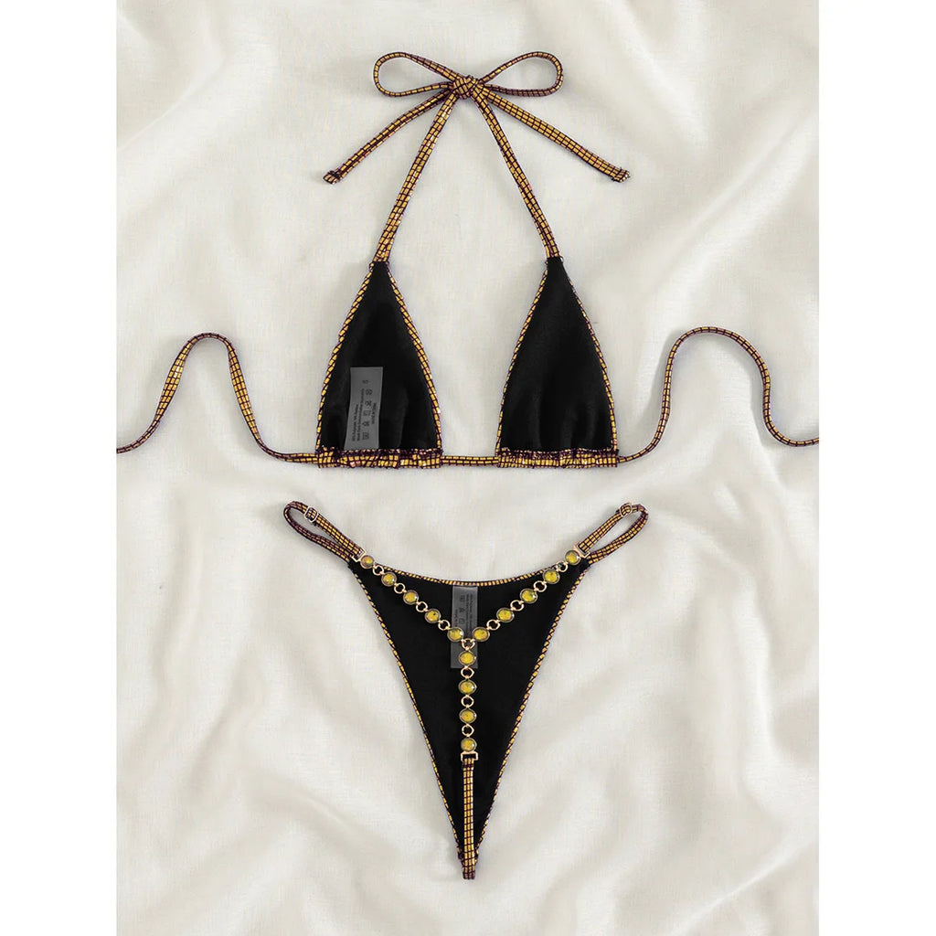 Elysia Rhinestone String Micro Bikini Two-piece
