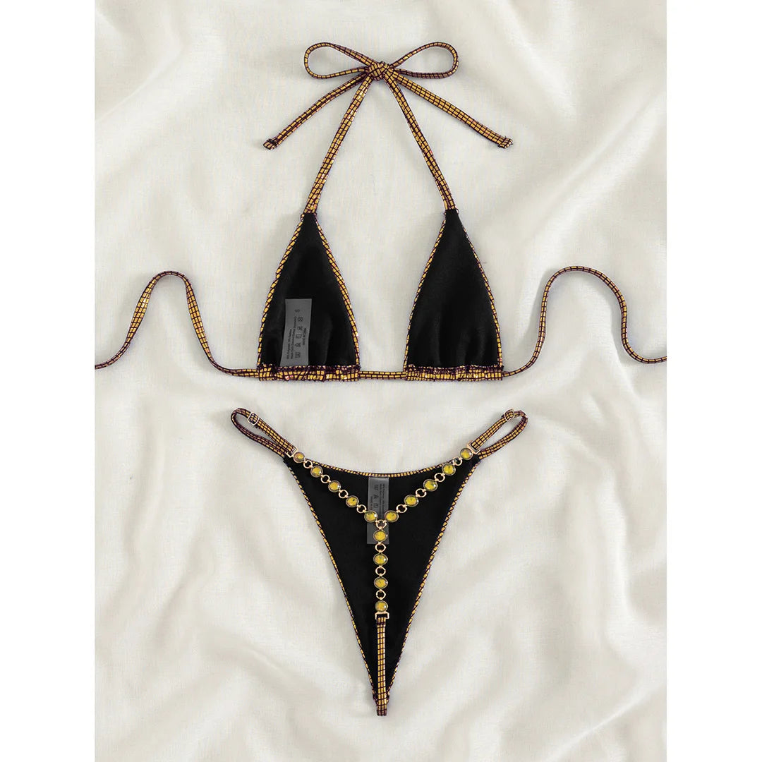 Elysia Rhinestone String Micro Bikini Two-piece