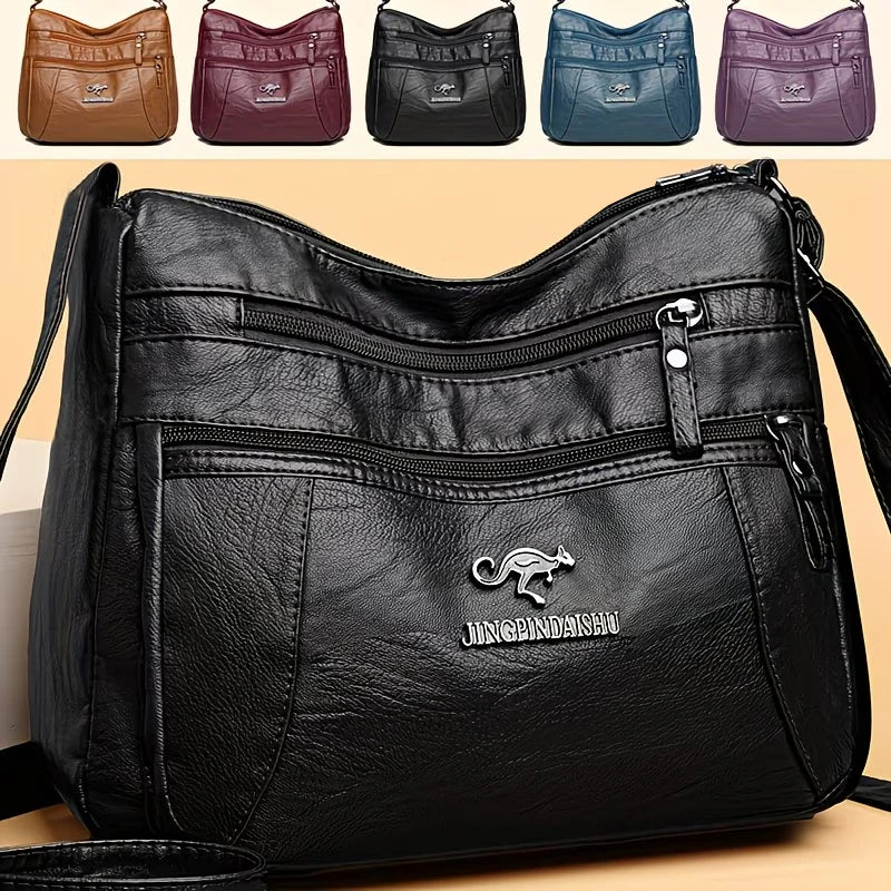 Kvetoslava Multi-Zip Faux-Leather Crossbody Bag