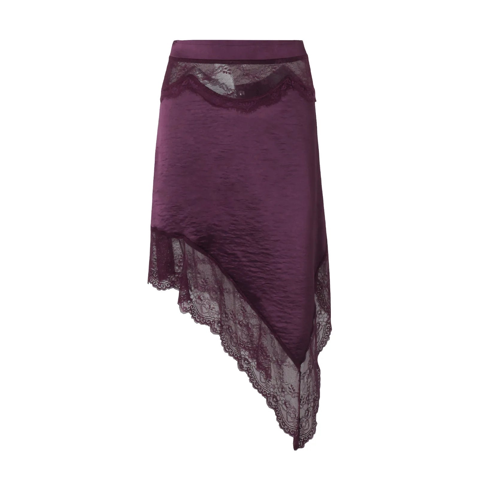 Violetta Lace Satin Asymmetrical Midi Skirt Set Two-piece