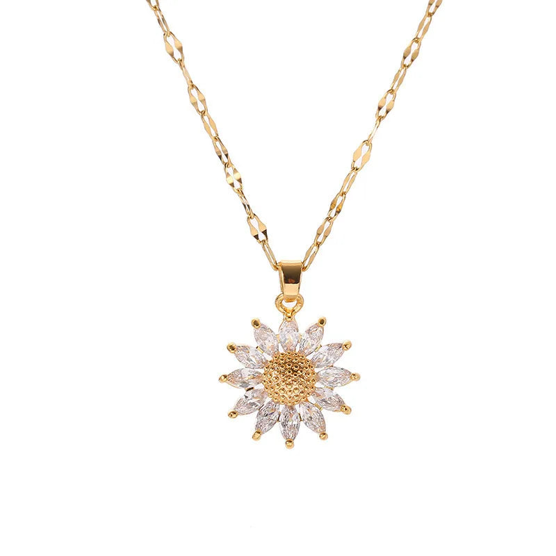 Delia Zirconia Flower Pendant Necklace