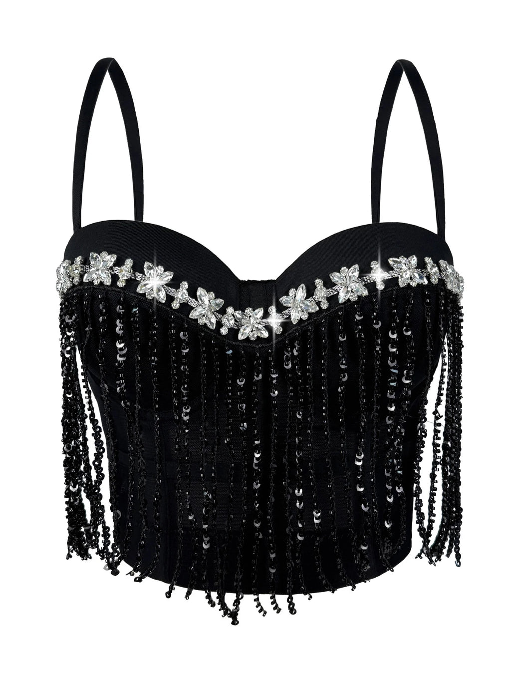 Dahliana Sequin Rhinestone Corset Crop Top