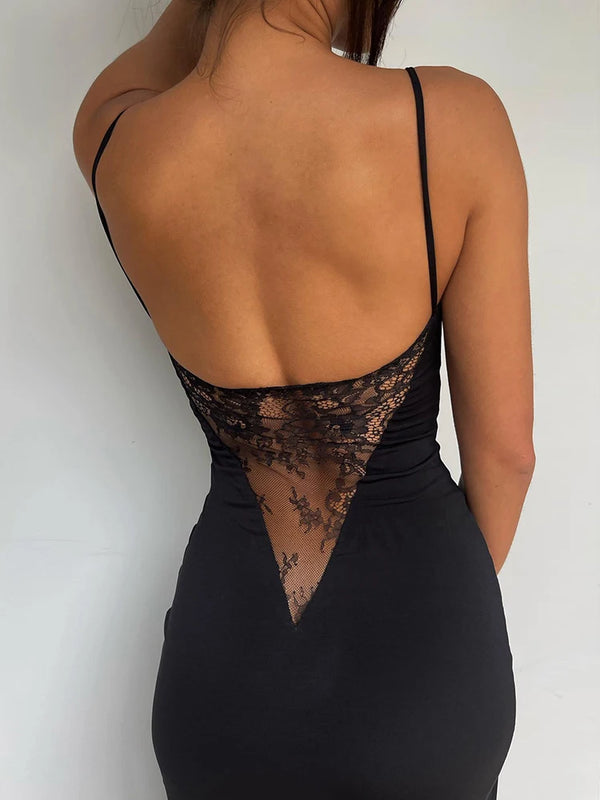 Sienna Lace Back Bodycon Maxi Dress One-piece