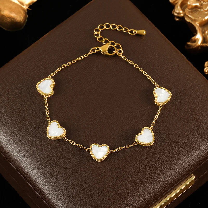 Amora White Heart Stainless-Steel Jewelry Collection