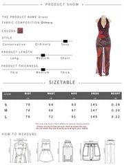 Aria Sunset Swirl Halter Mesh Maxi Dress