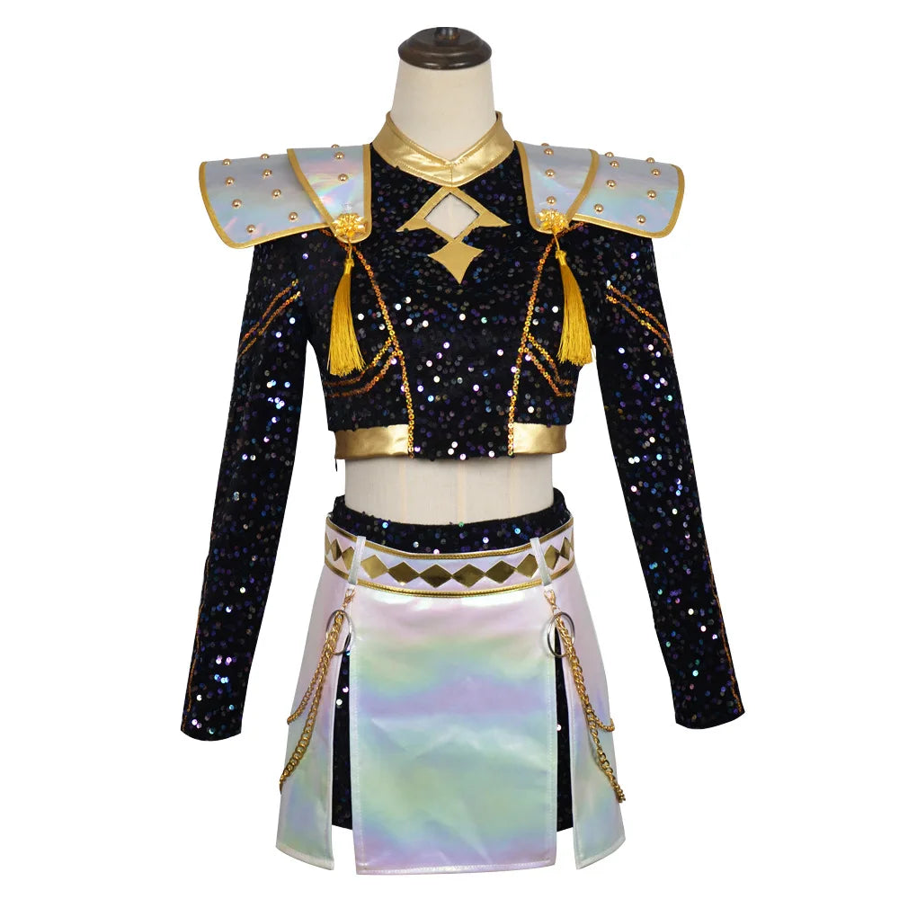 Aurelia Sequin Gold-Trim Idol Stage Costume Set (Kids' Sizes 110-150)