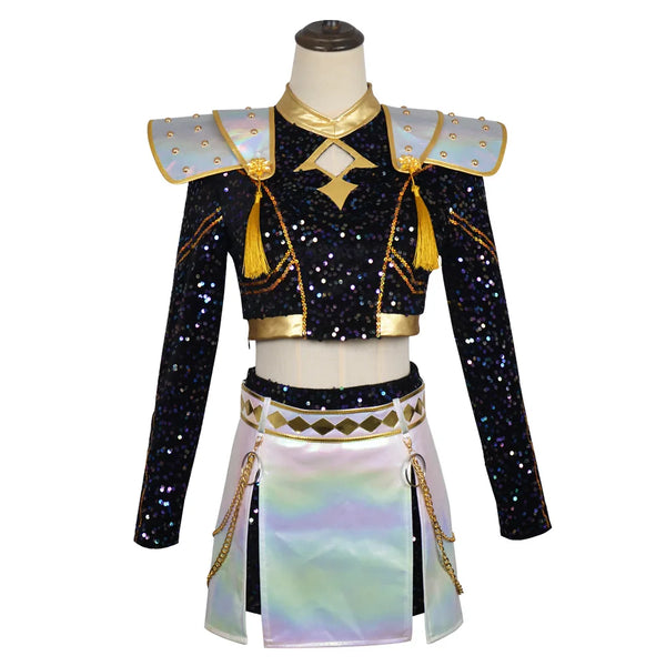 Aurelia Sequin Gold-Trim Idol Stage Costume Set (Kids' Sizes 110-150)
