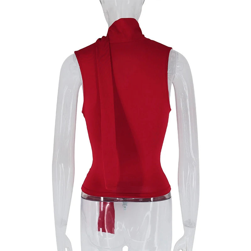 Cecelia Soft Whisper Ruched Draped Sleeveless Scarf Top One-piece