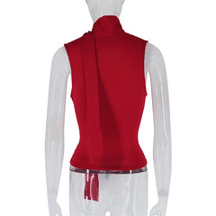 Cecelia Soft Whisper Ruched Draped Sleeveless Scarf Top One-piece