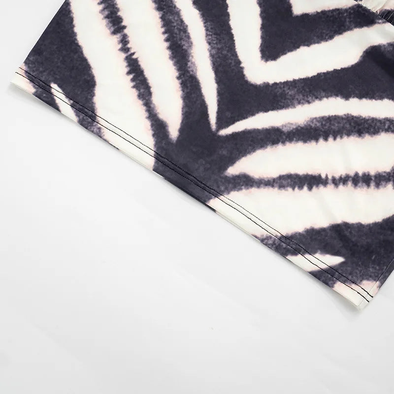 Zephyra Zebra Halter Backless Bodycon Mini Dress