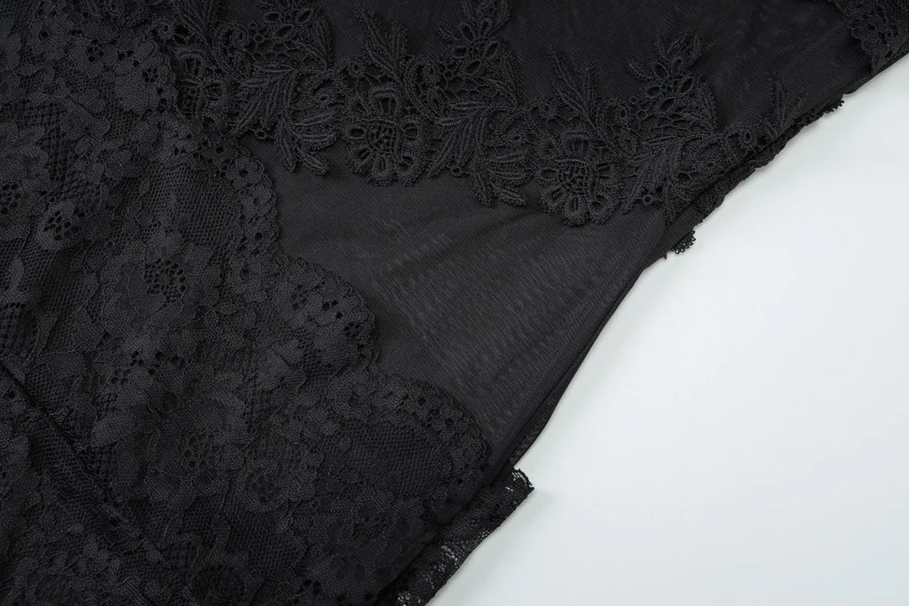 Verbena Sheer Lace Appliqué Mesh Cami Bodycon Mini Dress