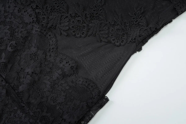 Verbena Sheer Lace Appliqué Mesh Cami Bodycon Mini Dress