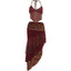 Zelda Asymmetrical Fringe Halter Maxi Skirt Set Two-piece