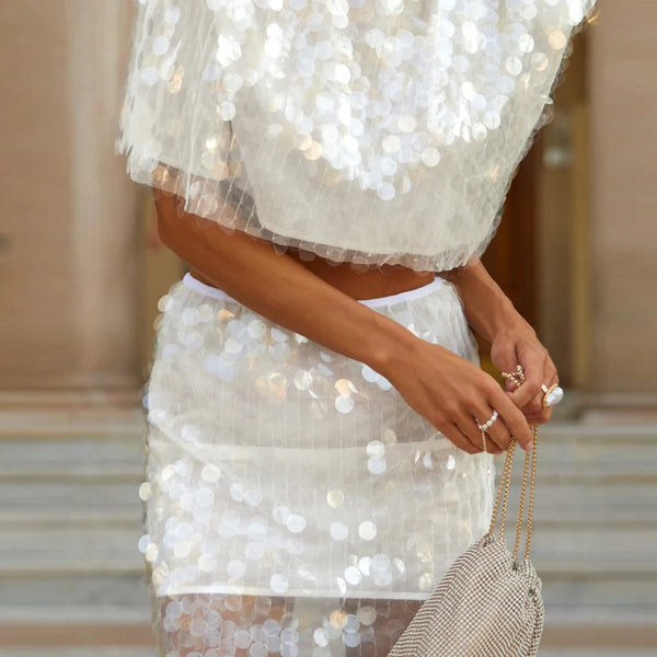 Jessamine Sequin Mini Skirt Set Two-piece