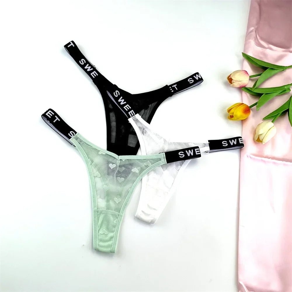 Amara Letter-Waist Mesh Thong Pack Lingerie 3-piece