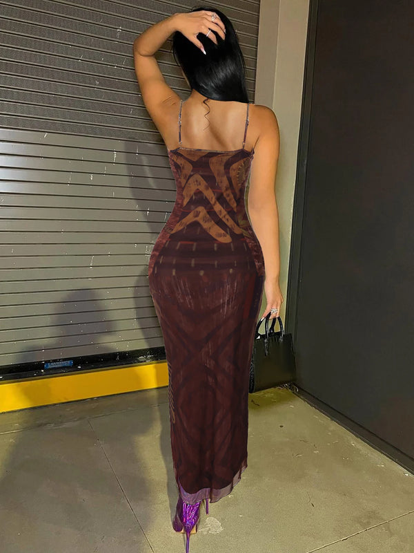 Aurora Printed Cami Bodycon Midi Dress