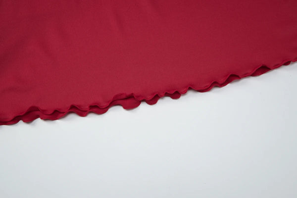 Ruby Ruched Ruffle Halter Mini Dress