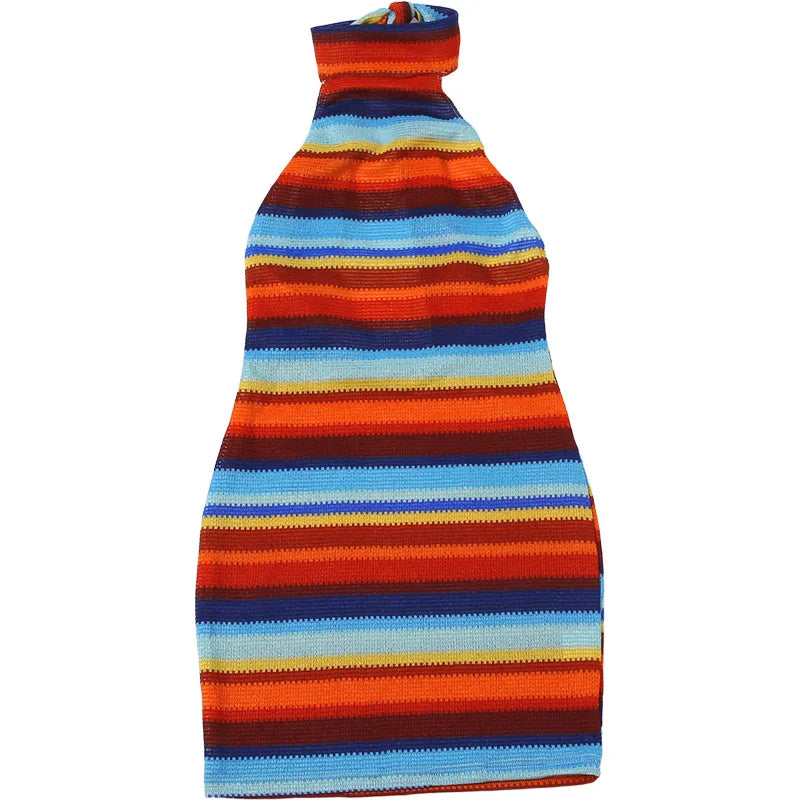 Solenne Striped Knit Halter Bodycon Mini Dress