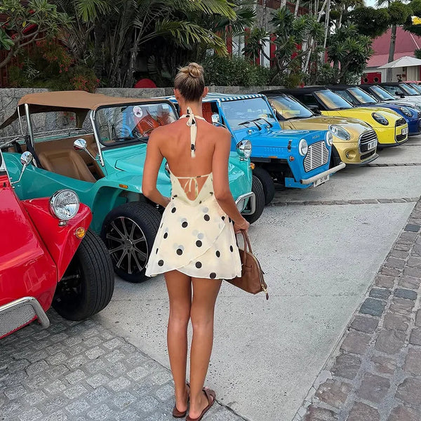 Poppy Polka-Dot Halter A-Line Mini Dress