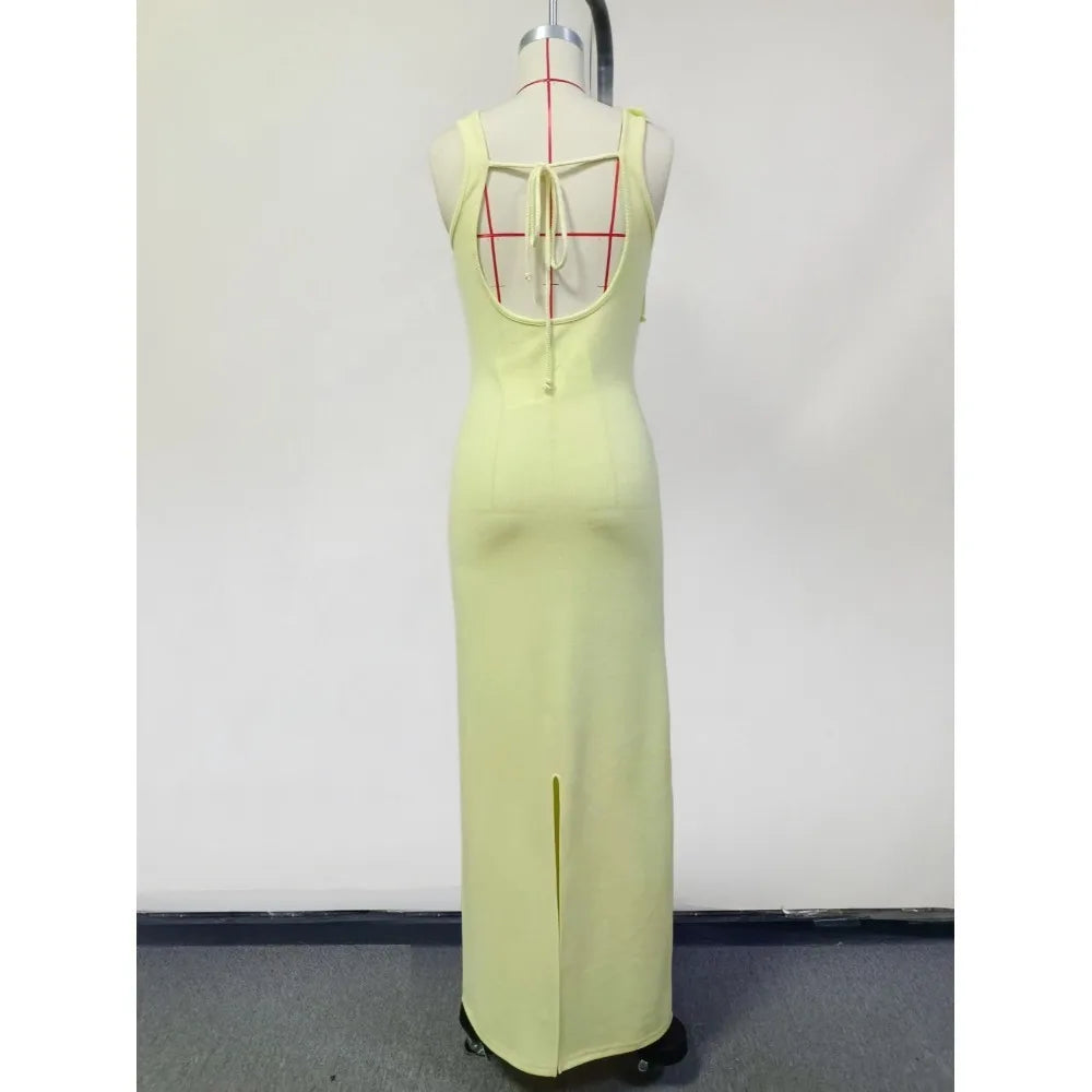 Liesel 3D Flower Knit Sleeveless Maxi Dress