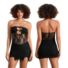 Natalia Noir Lace Cutout Mini Dress