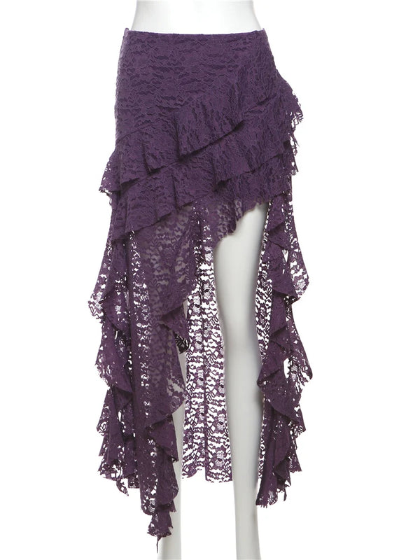 Arden Tassel Lace Asymmetrical Maxi Skirt One-piece