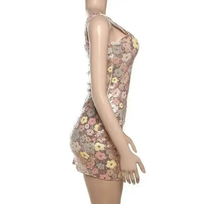 Townlike Floral Sequin bodycon mini dress