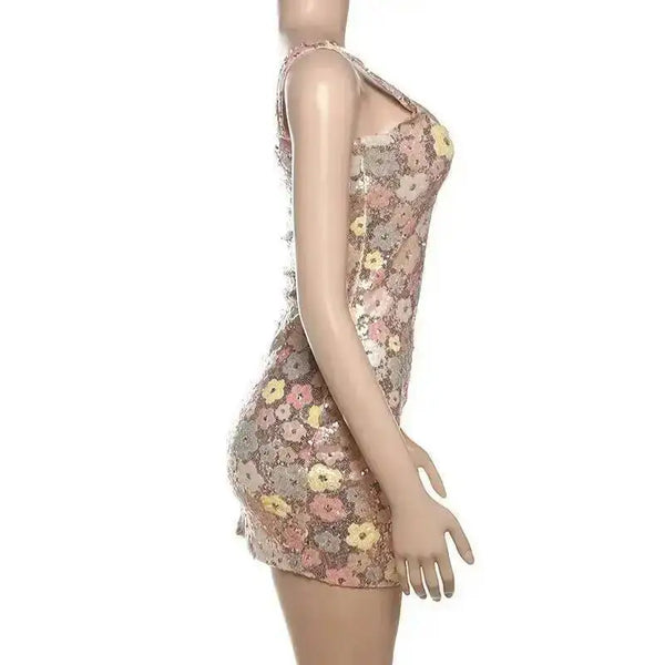 Townlike Floral Sequin bodycon mini dress