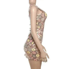 Townlike Floral Sequin bodycon mini dress