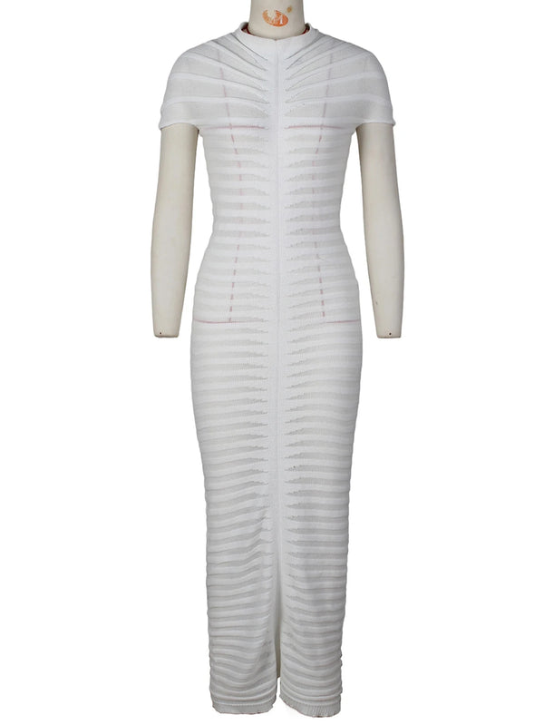 Simone Ruched Sheer Bodycon Maxi Dress