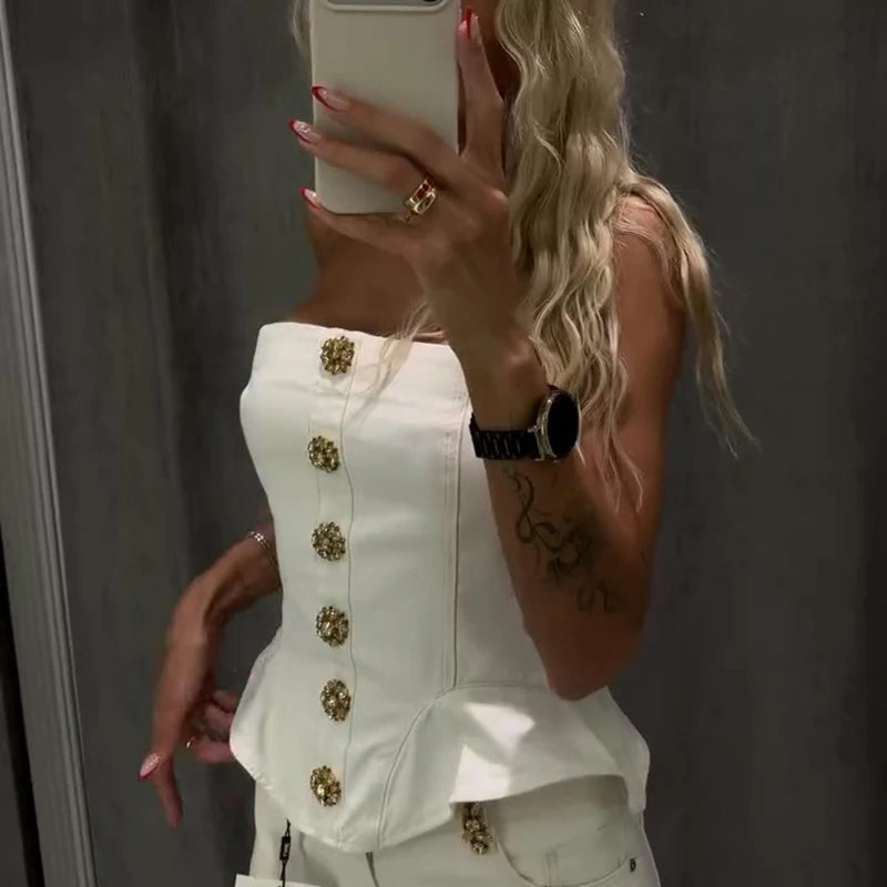 Gia Ruffle Sleeveless Corset Top One-piece
