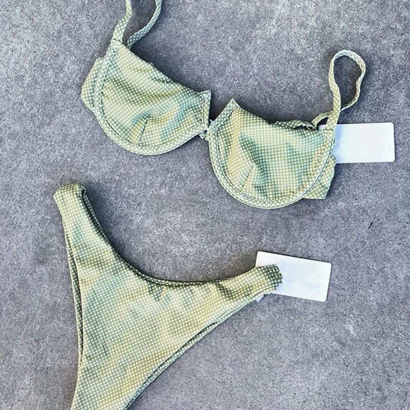 2026 Micro Bikini Women Dot Print Underwire Swimsuit Brazilian Push Up Padded Biquini Halter Bathers Bathing Suit Thong Swimwear Secondary image