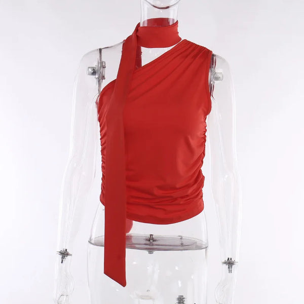 Valentina Ruched Halter Scarf Top