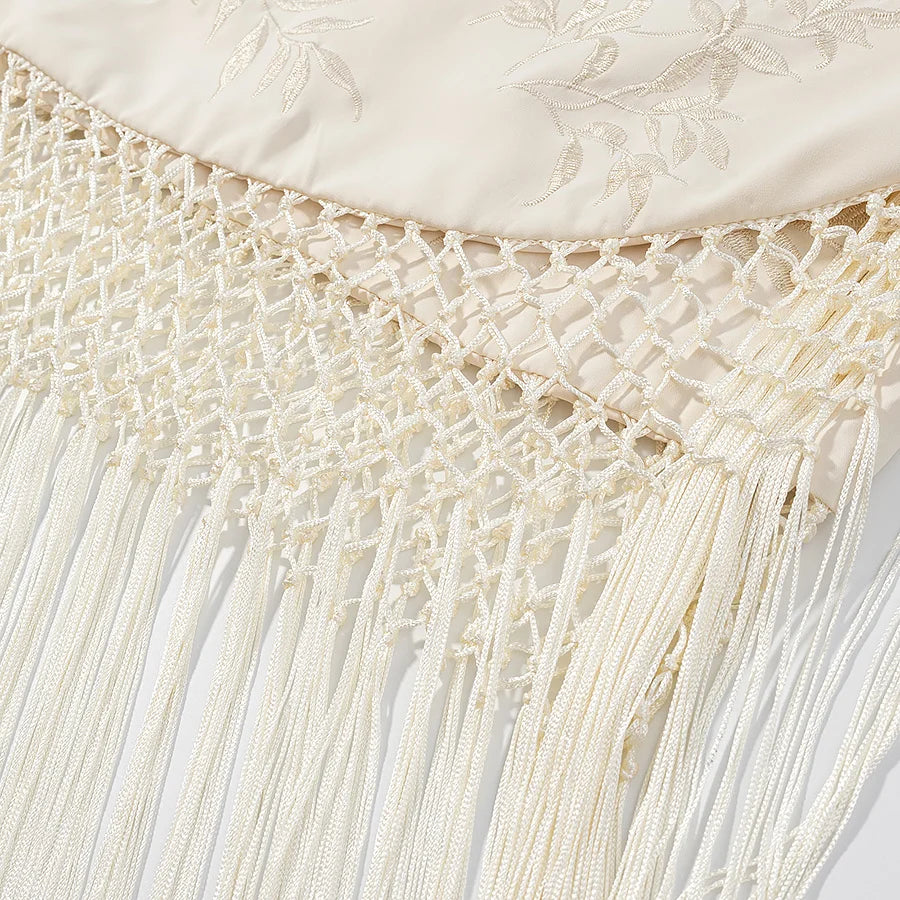 Domitille Floral Asymmetrical Fringe Midi Skirt One-piece