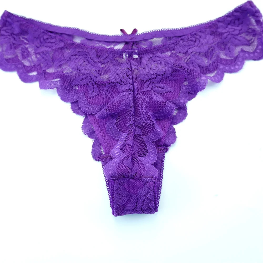Violetta Sheer Lace G-String Panty Pack Lingerie 3-piece