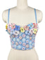 Sexy floral rhinestone corset tanks top women summer club party tops for woman clothing black halter crop top fashion streetwear