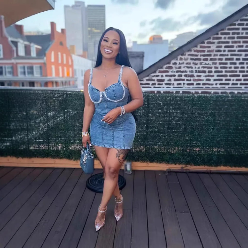 Marcella Fitted Denim Mini Dress