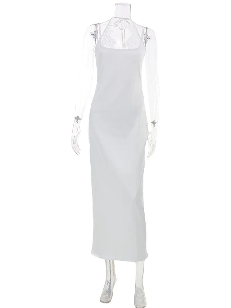 Lisandra Lace-Trim Satin Cami Slip Maxi Dress