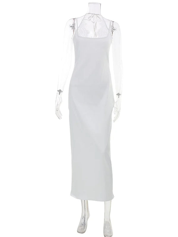 Lisandra Lace-Trim Satin Cami Slip Maxi Dress