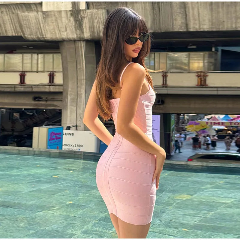 Brielle Ribbed Bandage Mini Dress