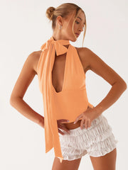Lena Sunset Sleeveless Halter Scarf Top