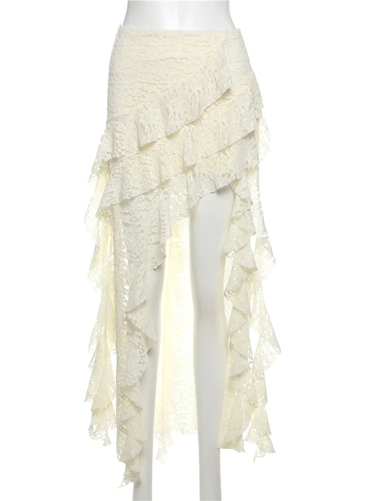 Arden Tassel Lace Asymmetrical Maxi Skirt One-piece