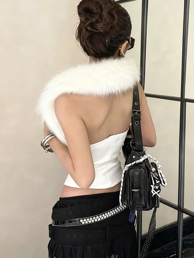 Raven Faux Fur Lace-Up Apparel Top Secondary image